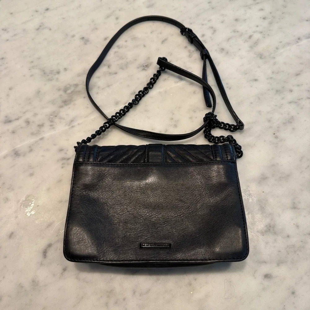 Rebecca Minkoff Small Love Crossbody Black Chevron Quilted Leather Bag